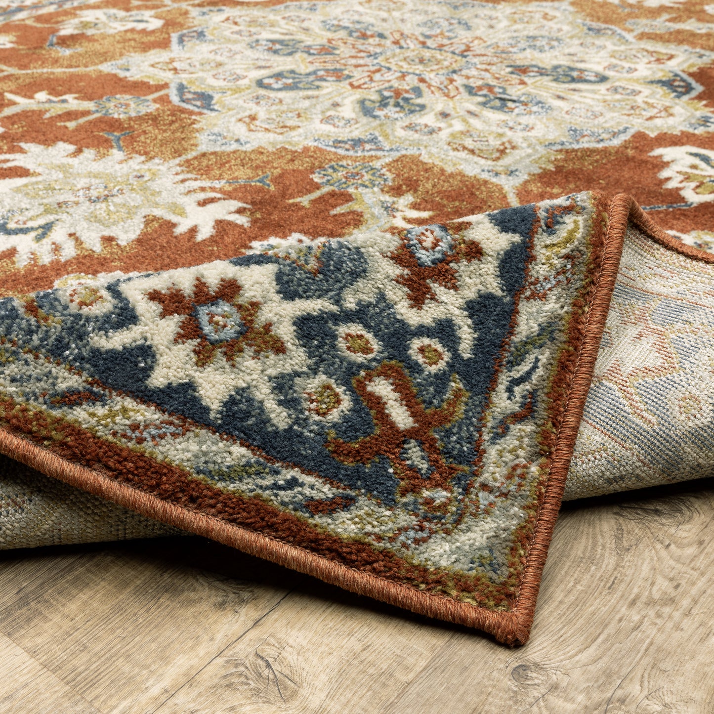 Branson Medallion Rust/ Beige Oriental Cut Pile Rug