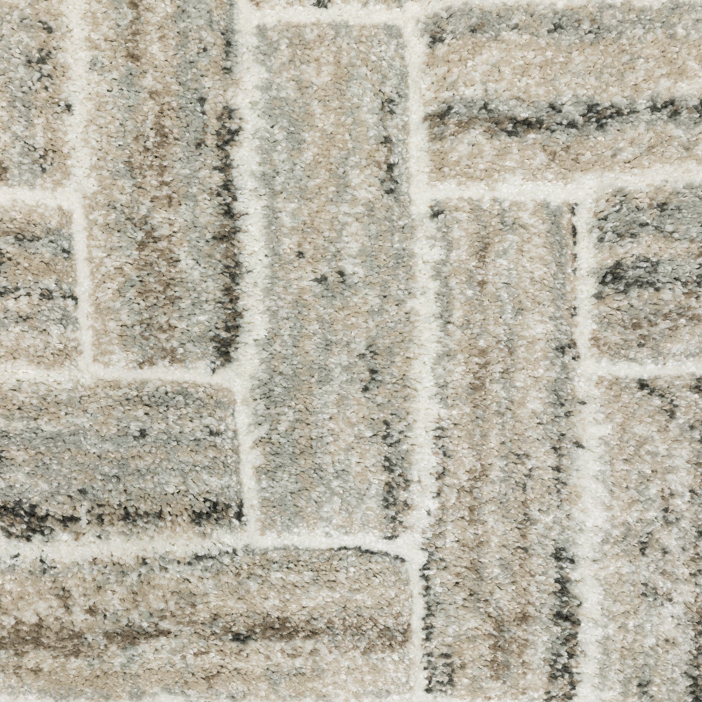 Cambria Geometric Ivory/ Beige Cut Pile Rug