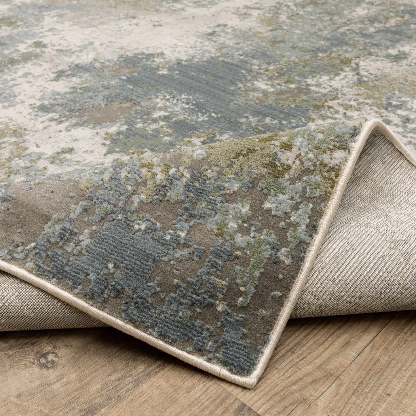 Caravan Abstract Blue/ Green Cut Pile Rug