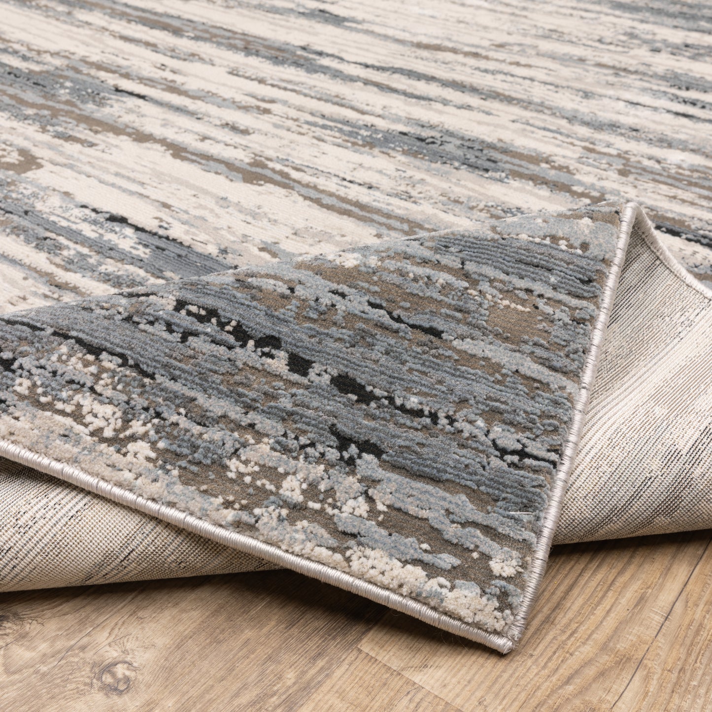 Caravan Abstract Beige/ Blue Cut Pile Rug
