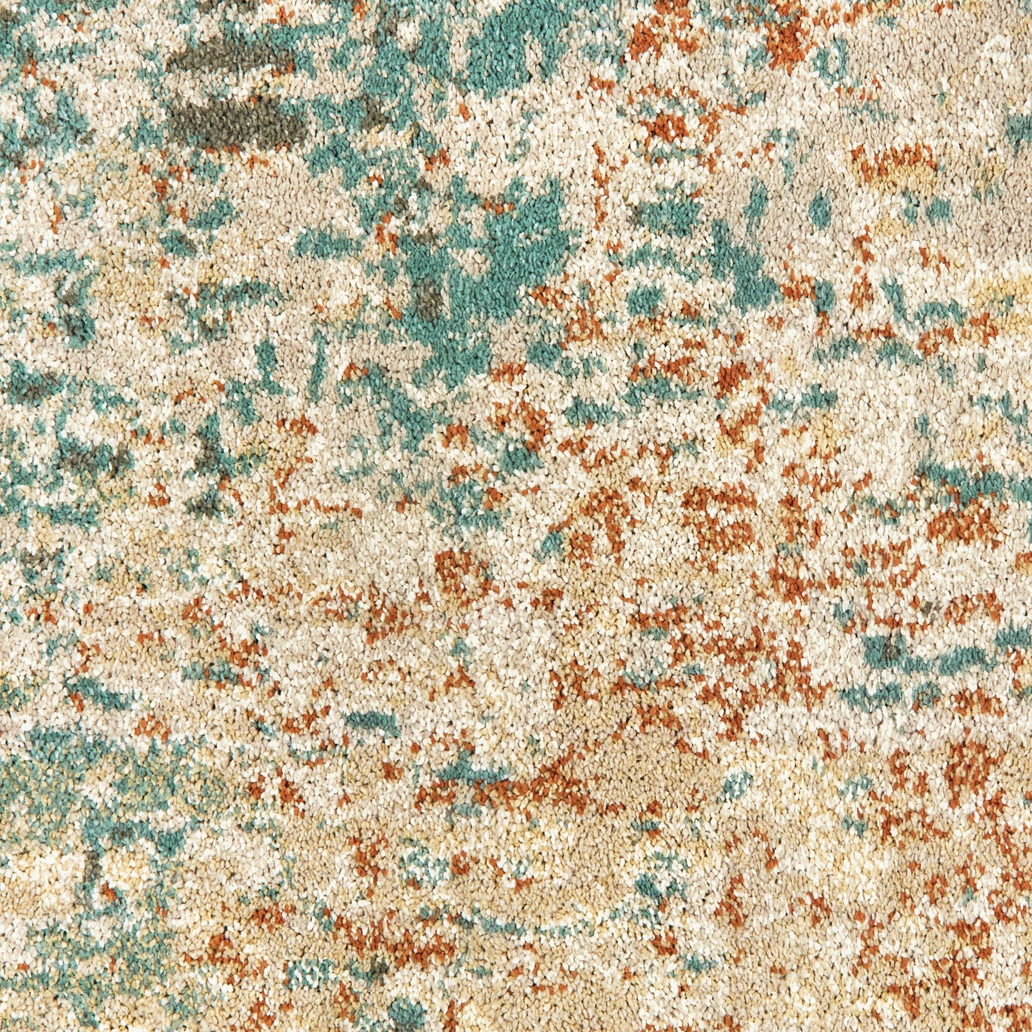 Carson Distressed Blue/ Orange Abstract Cut Pile Rug