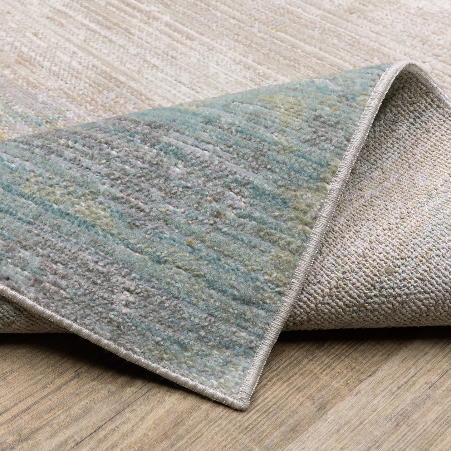 Cavett Distressed Blue/ Beige Abstract Cut Pile Rug