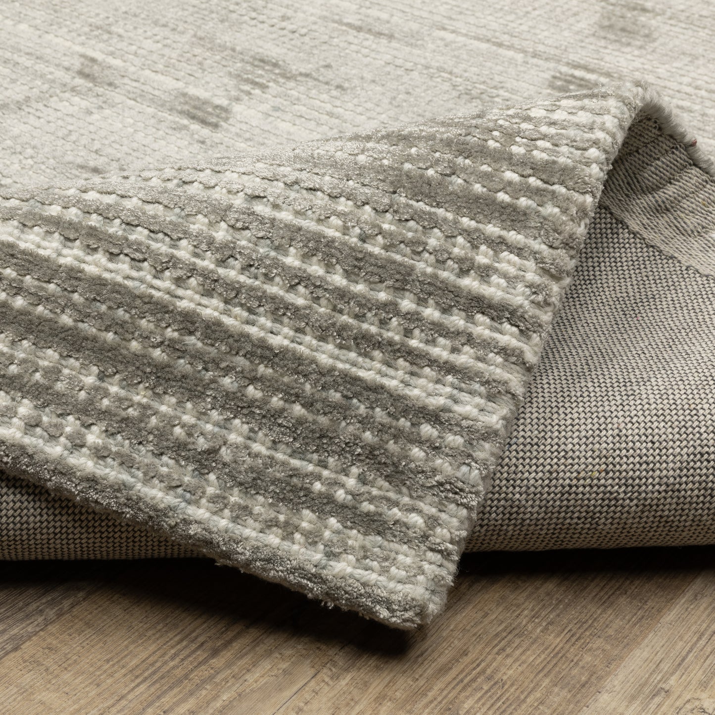 Circa Stripe Grey/ Ivory Mixed Pile Rug