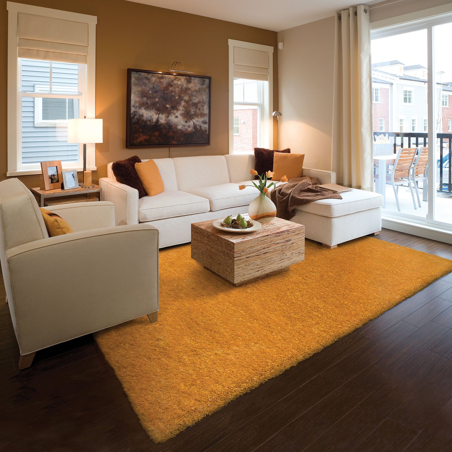 Cosmo 81107 Gold Shag Rug