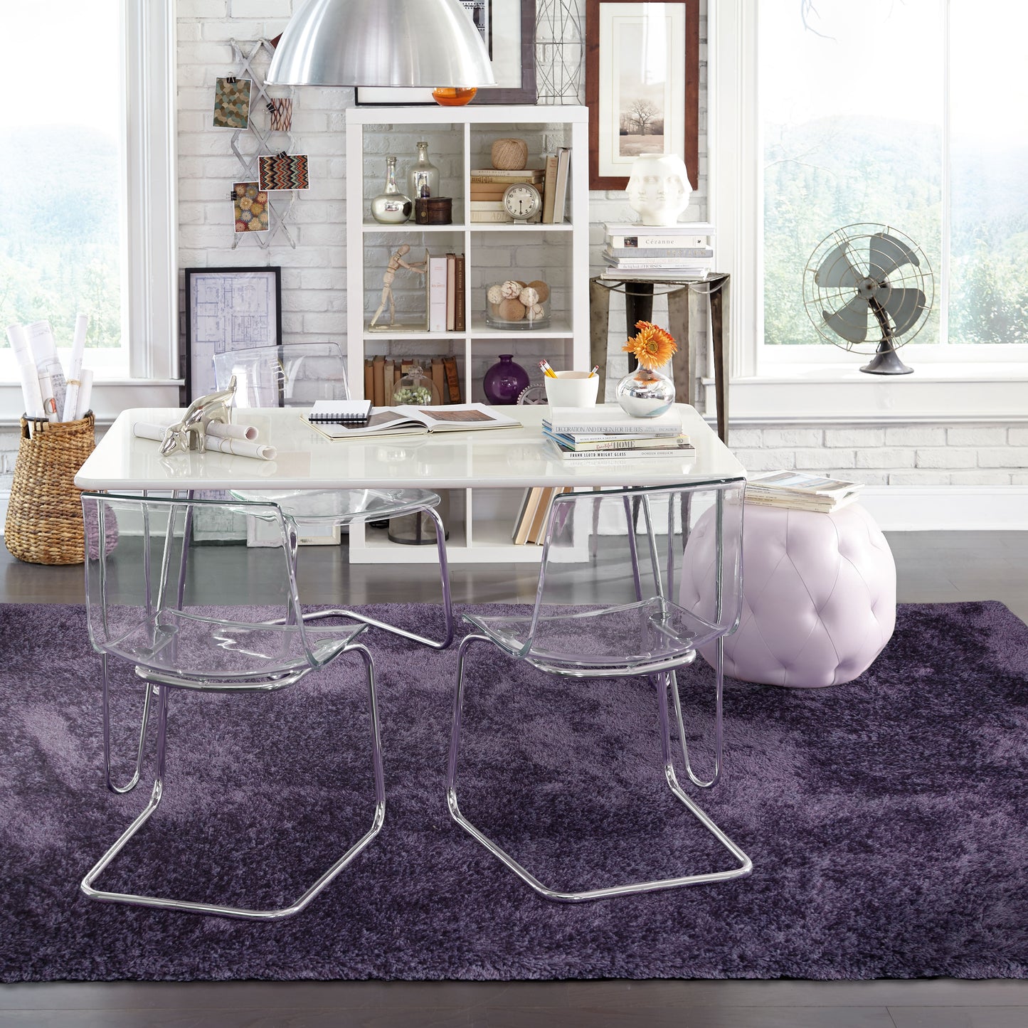 Cosmo Shag Purple/ Purple Abstract Cut Pile Rug