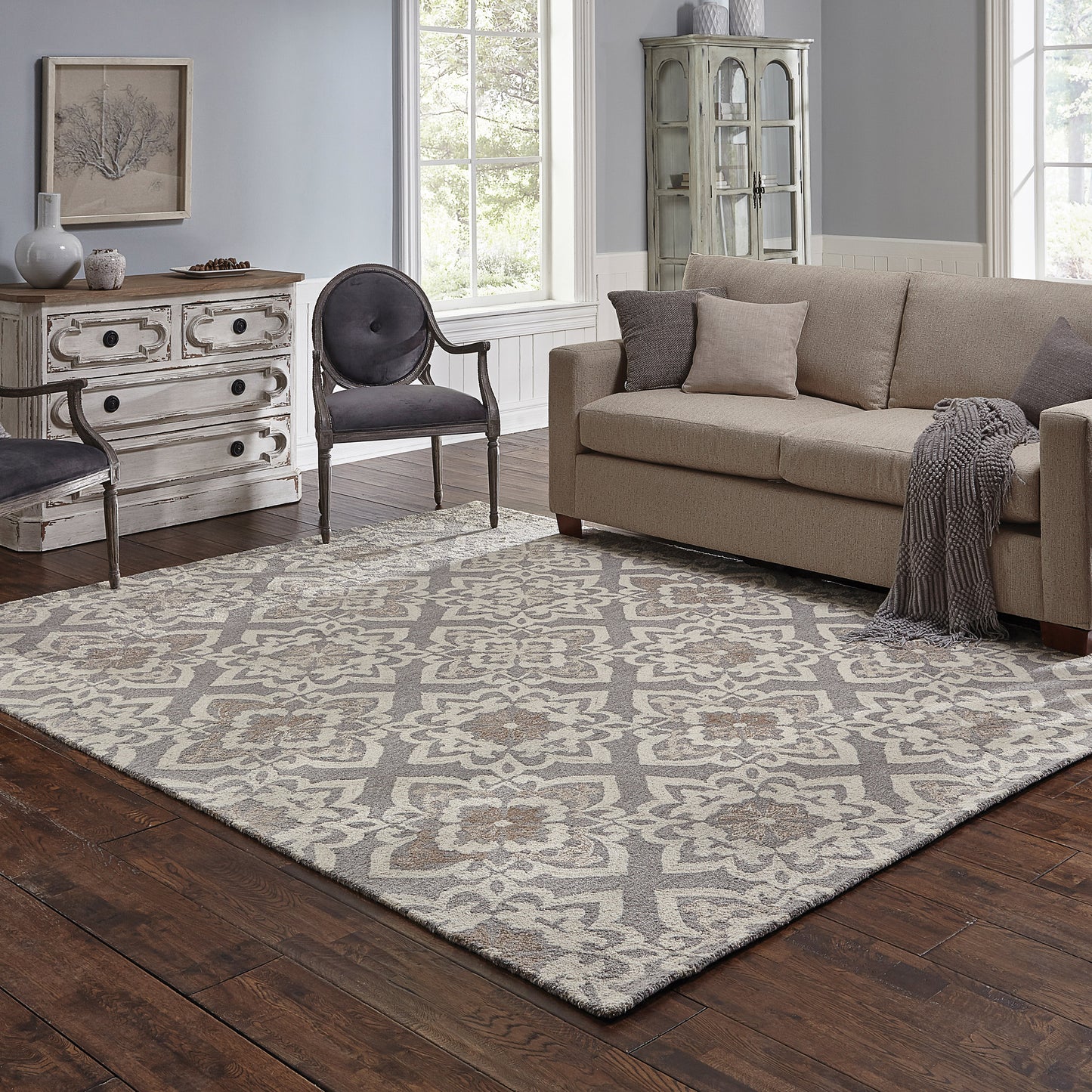 Craft Lattice Grey/ Sand Loop Pile Rug