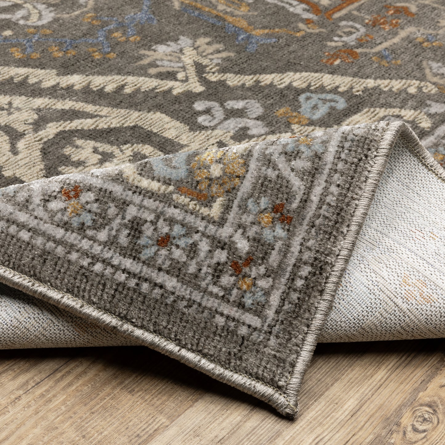 Ellington Medallion Grey/ Multi Oriental Cut Pile Rug