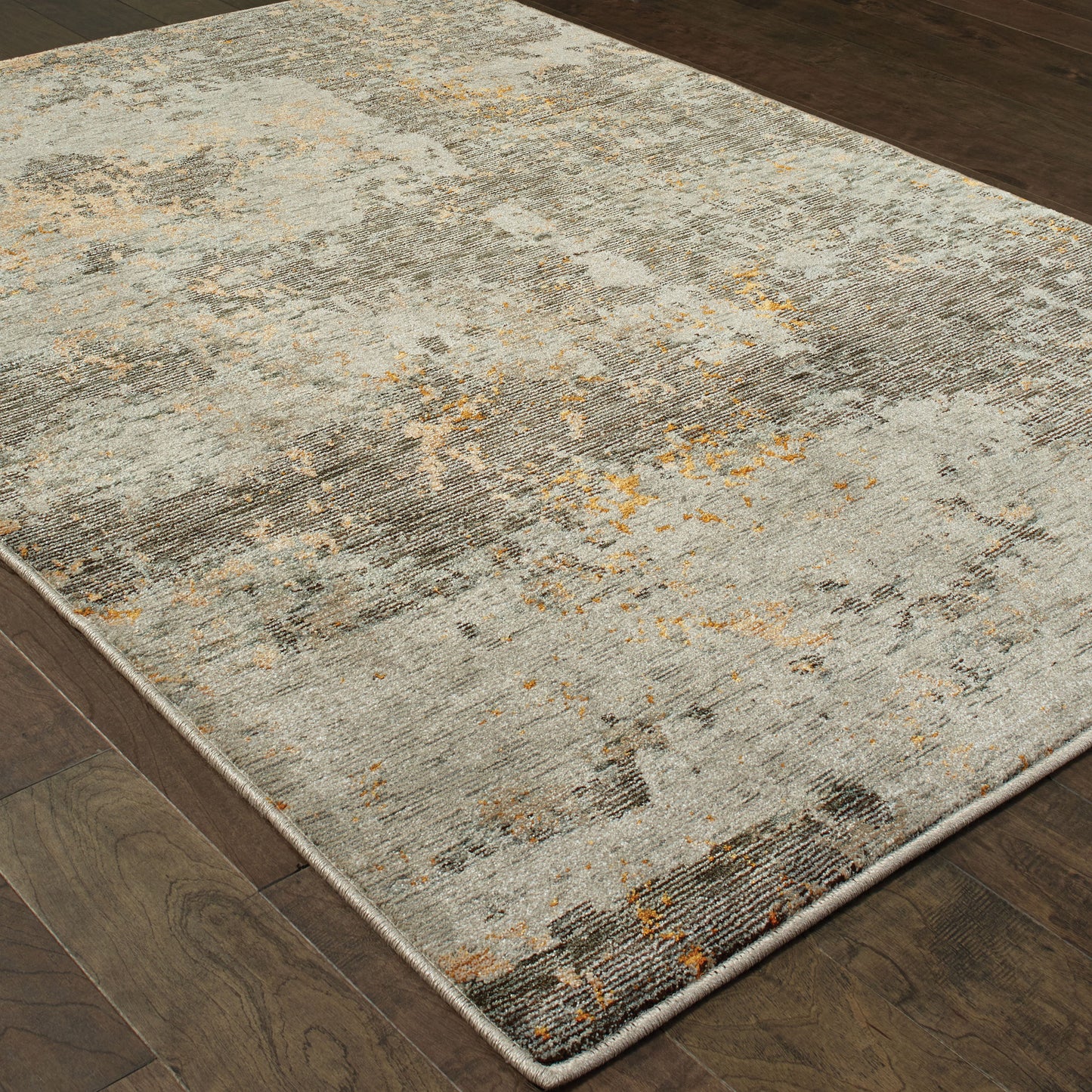 Evolution Abstract Grey/ Gold Cut Pile Rug