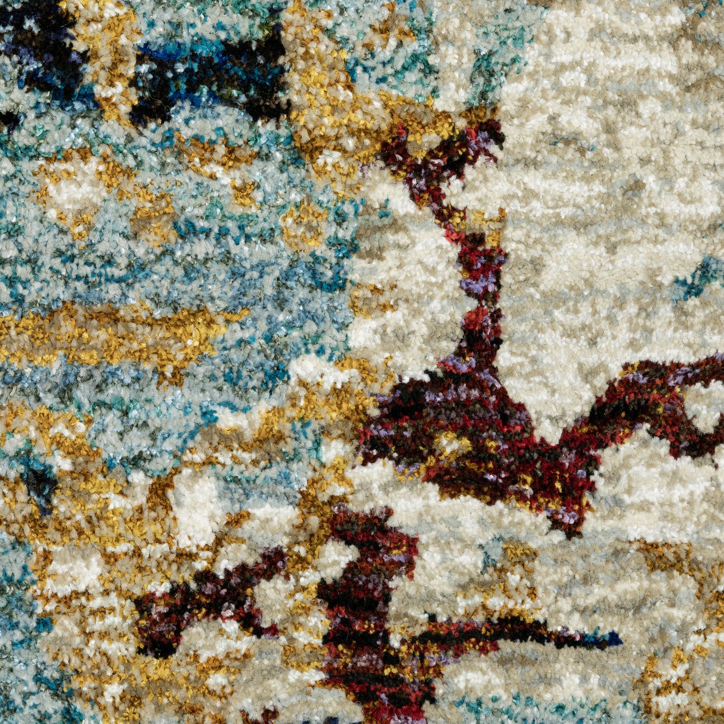 Evolution Abstract Beige/ Blue Cut Pile Rug
