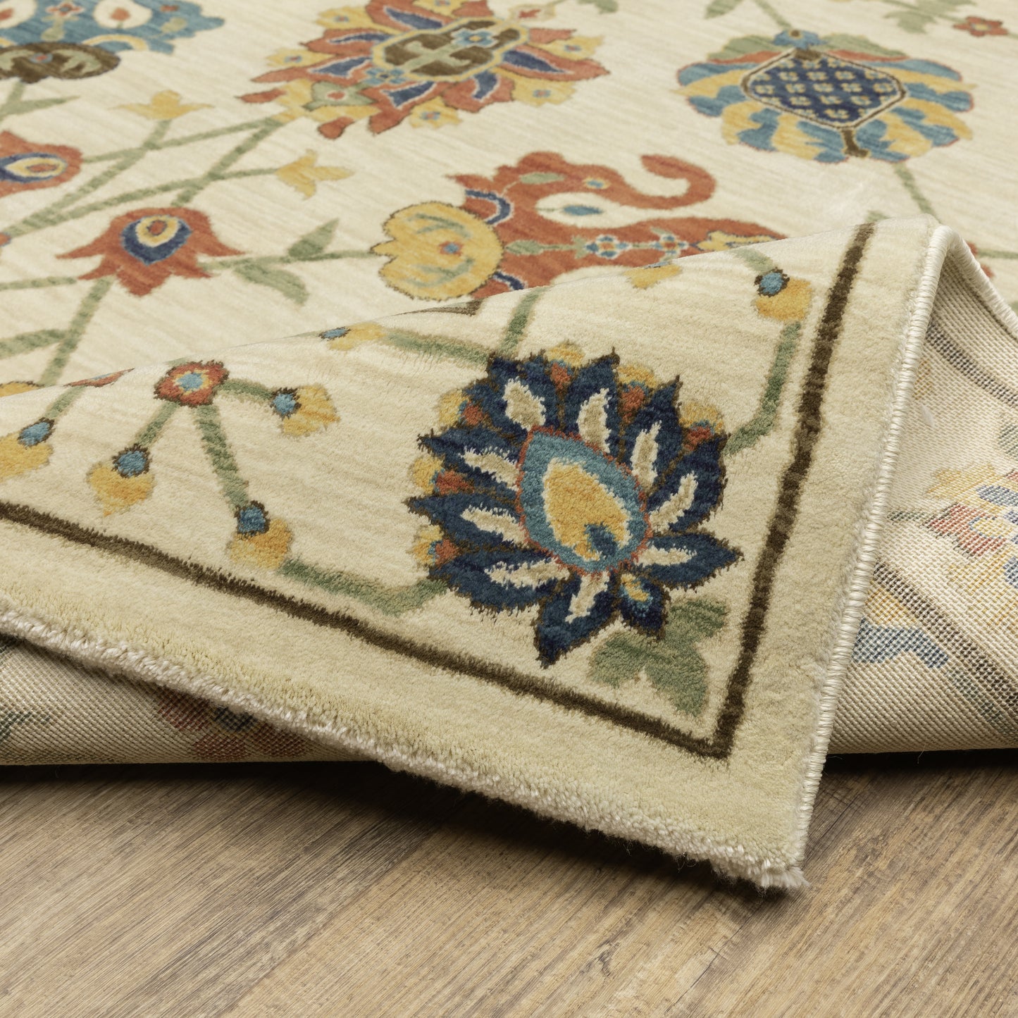 Francesca Floral Ivory/ Multi Oriental Cut Pile Rug