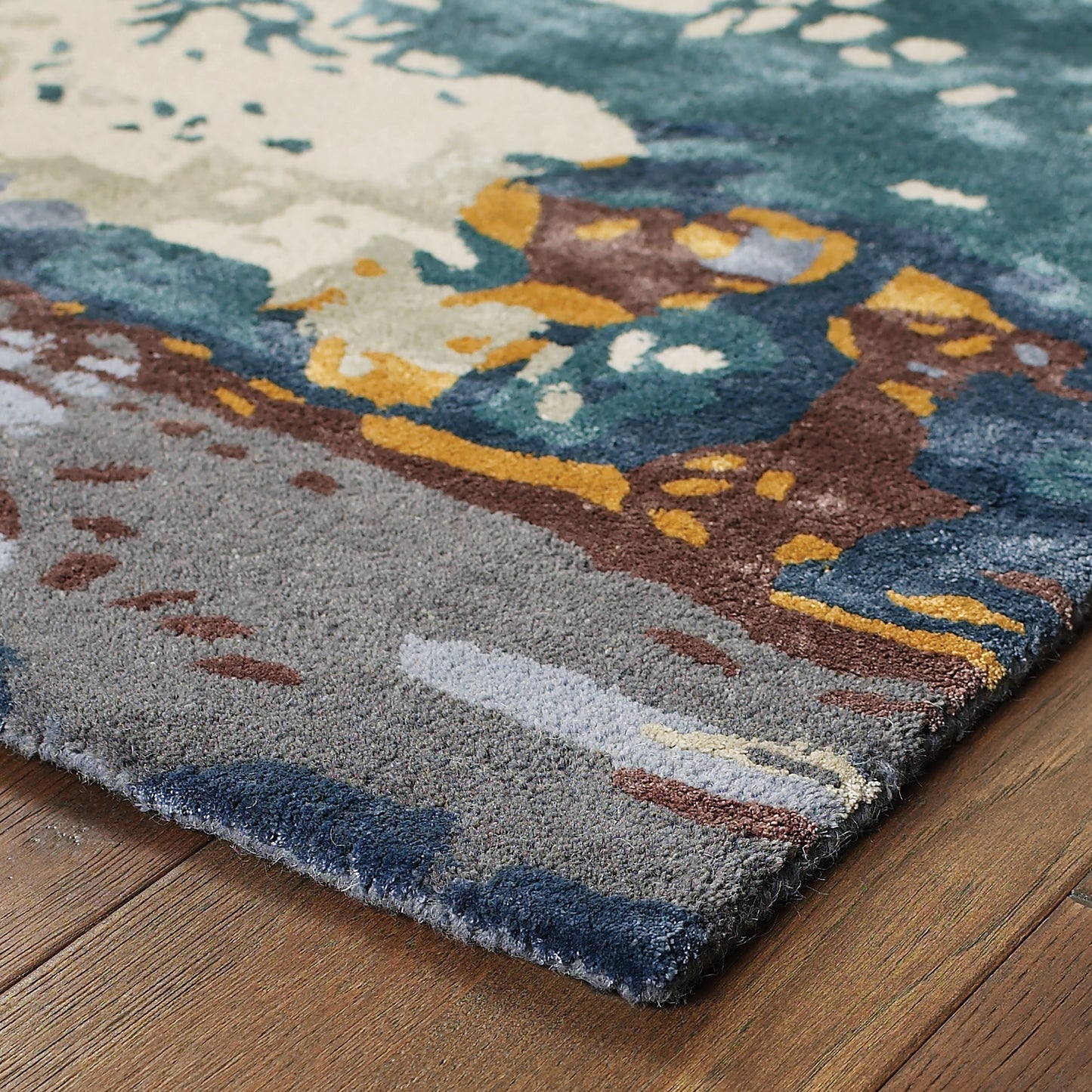 Galaxy Abstract Blue/ Grey Cut Pile Rug