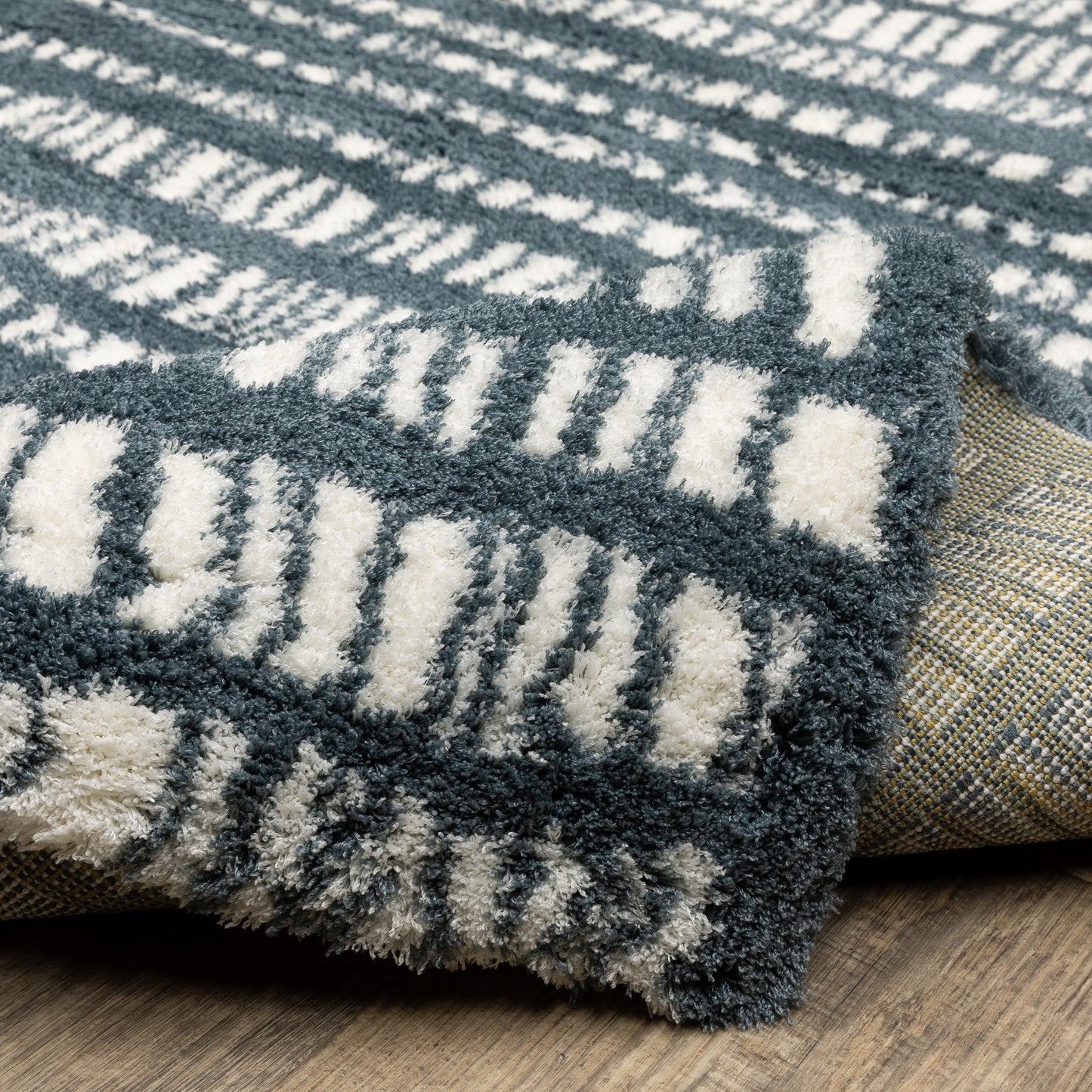 Galileo Stripe Blue/ Ivory Geometric Cut Pile Rug