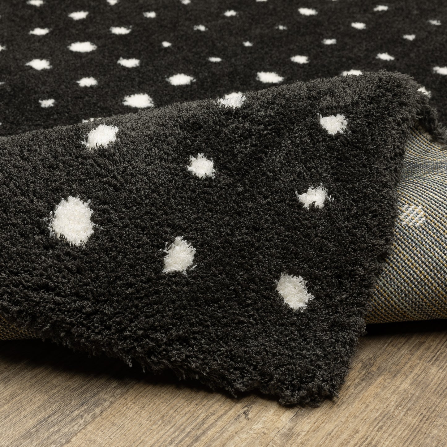 Galileo Circles Black/ Ivory Geometric Cut Pile Rug