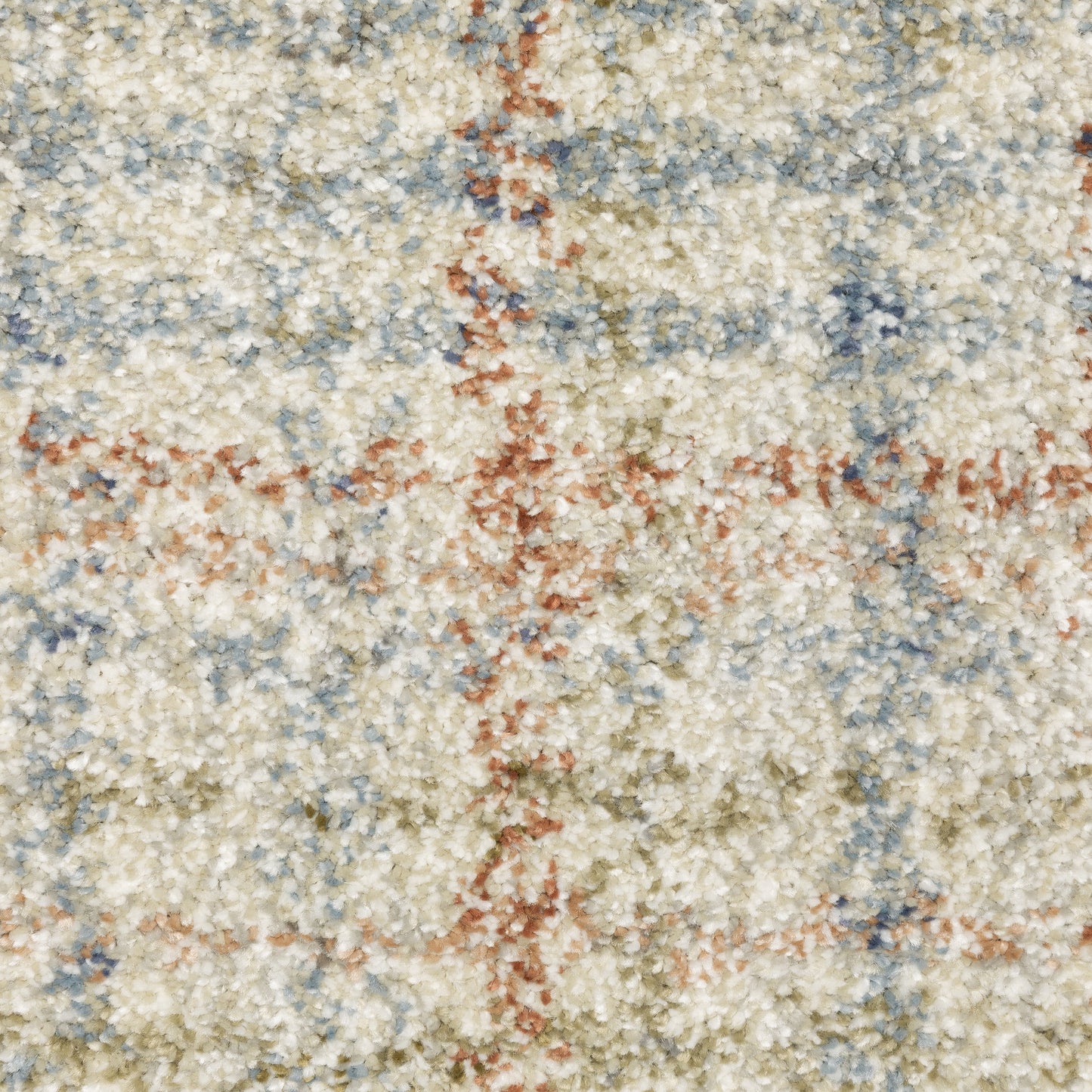 Gemma Stripe Rust/ Green Geometric Cut Pile Rug
