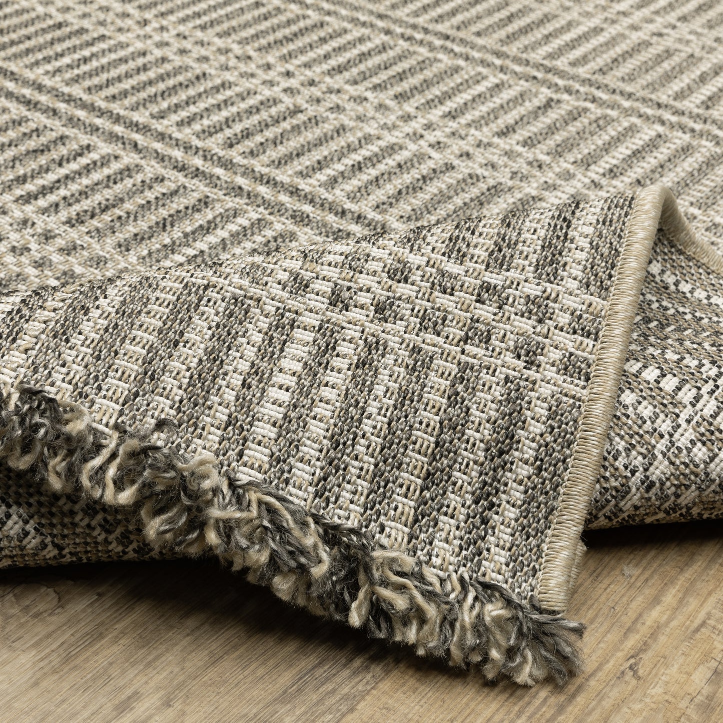 Gillian Stripe Beige/ Black Geometric Flat Weave Rug