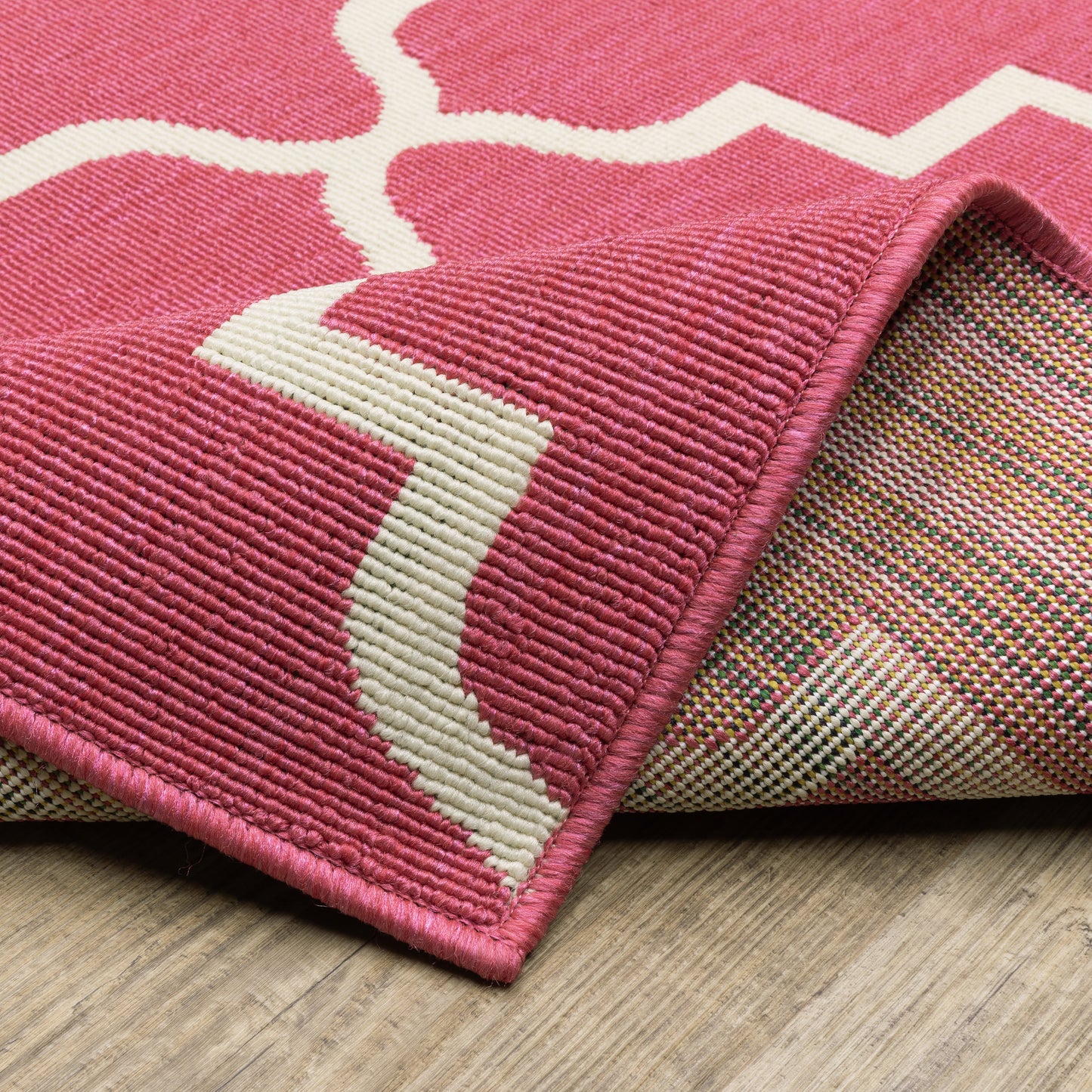 Havana Trefoil Pink/ Ivory Lattice Loop Pile Rug