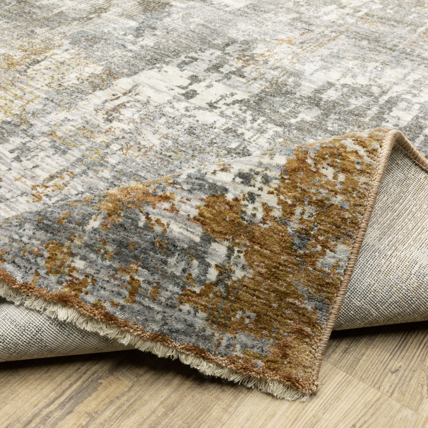 Hayden Abstract Grey/ Rust Cut Pile Rug