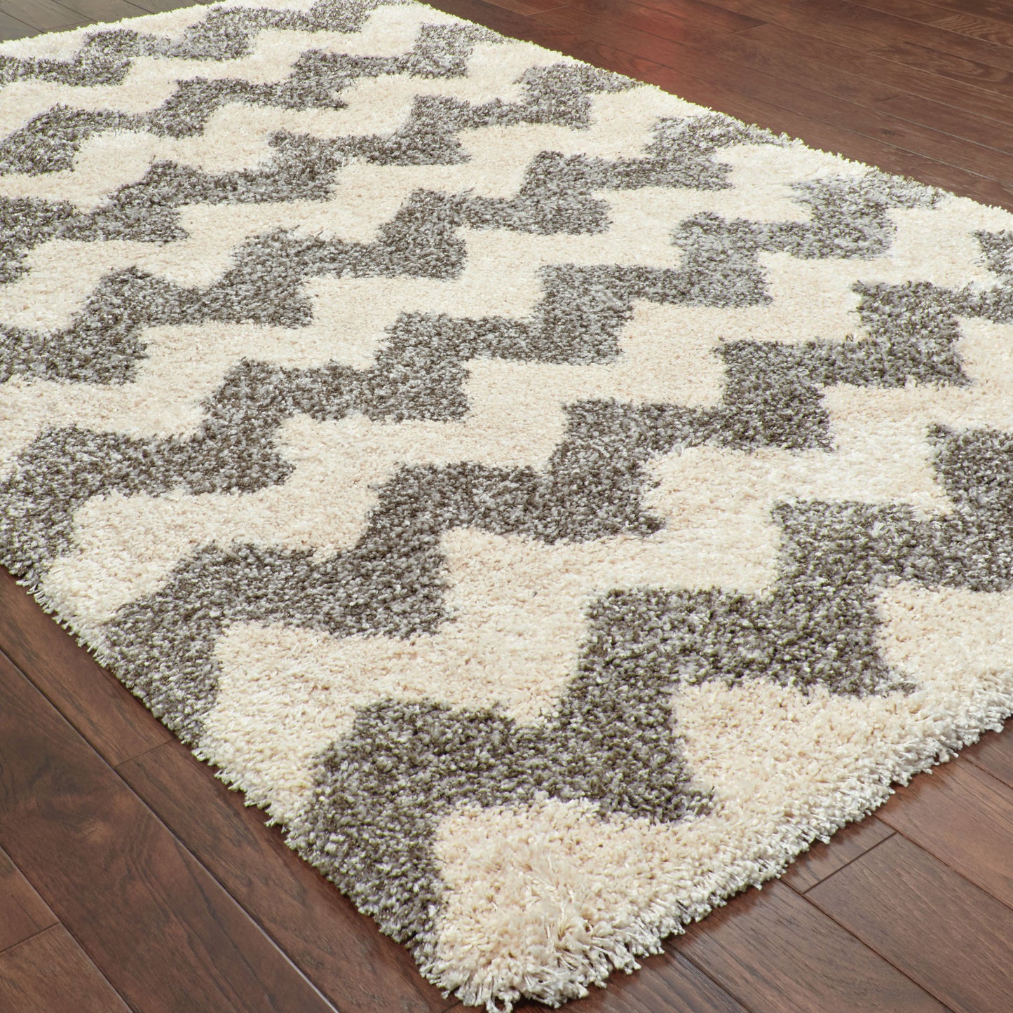 Henderson Stripe Grey/ Ivory Geometric Cut Pile Rug