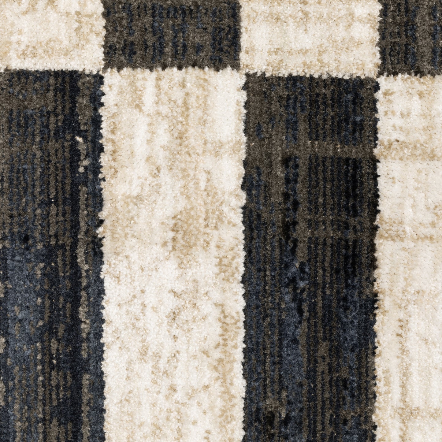 Hunter Geometric Beige/ Black Stripe Cut Pile Rug