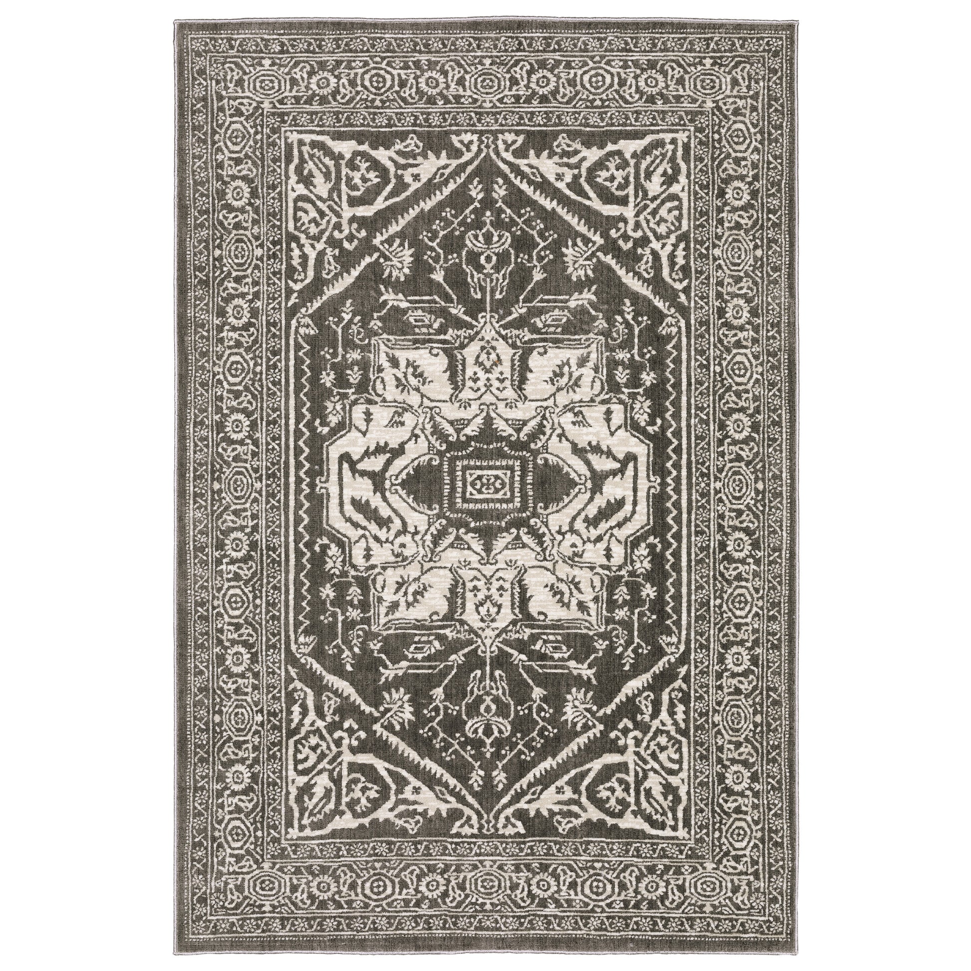 Intrigue INT04 Grey Medallion Rug