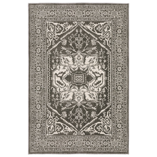 Intrigue INT04 Grey Medallion Rug