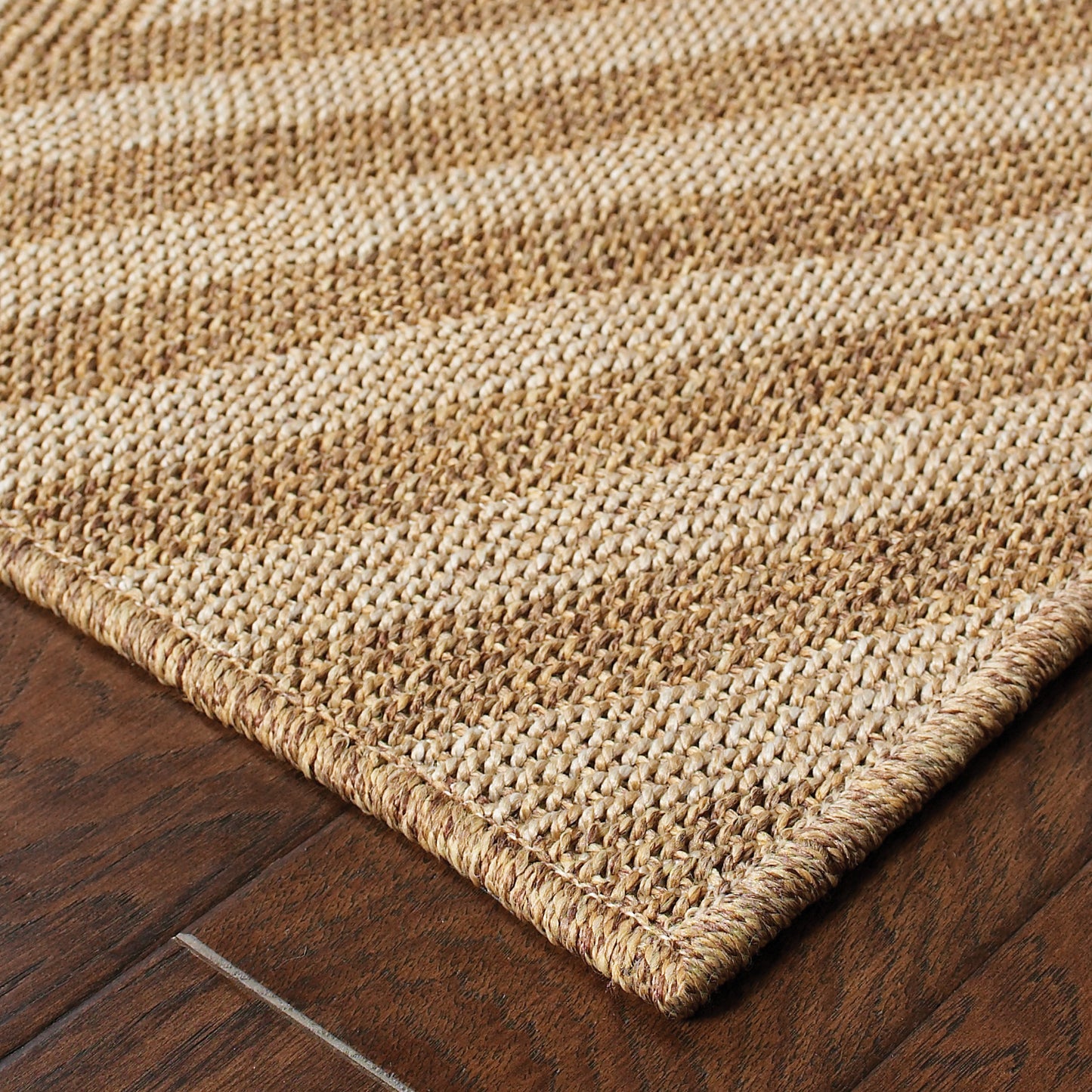 Karavia Geometric Tan/ Tan Chevron Flat Weave Rug