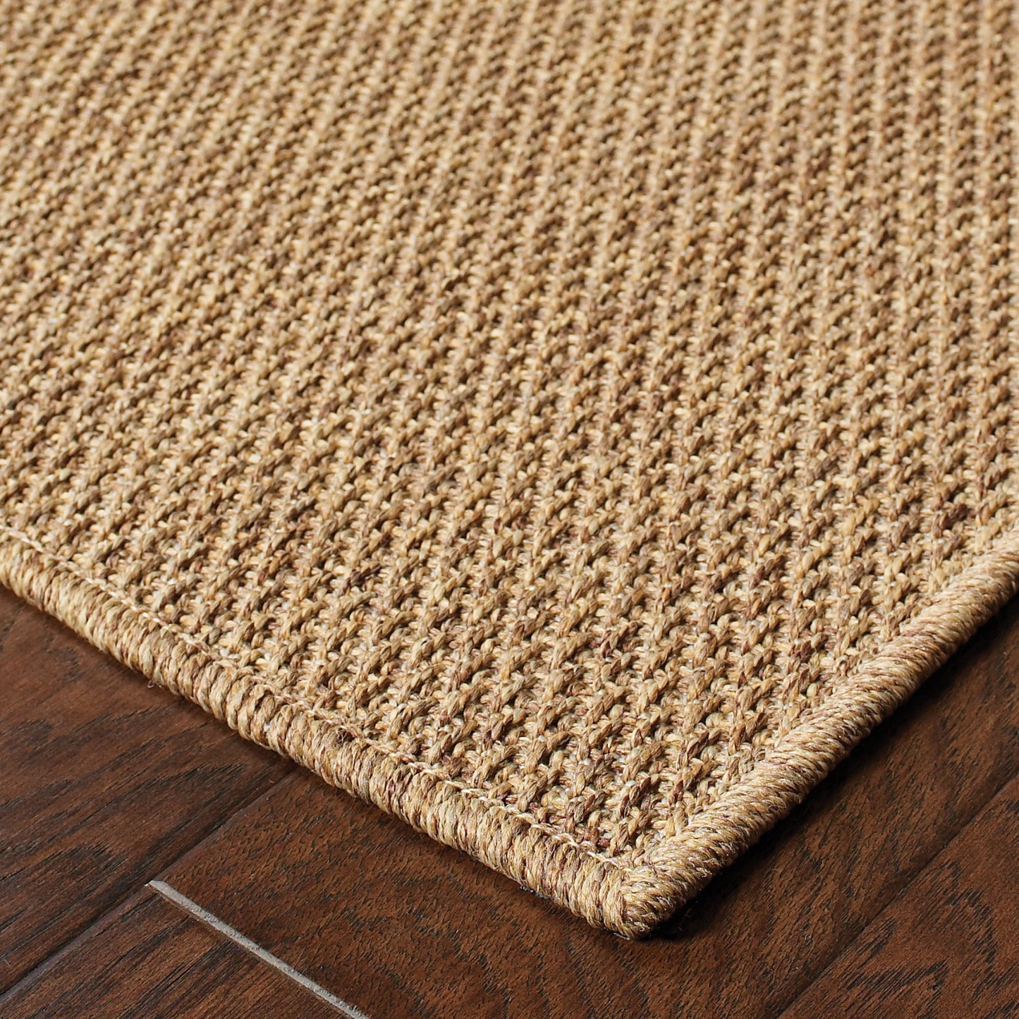 Karavia Solid Tan/ Tan Abstract Flat Weave Rug