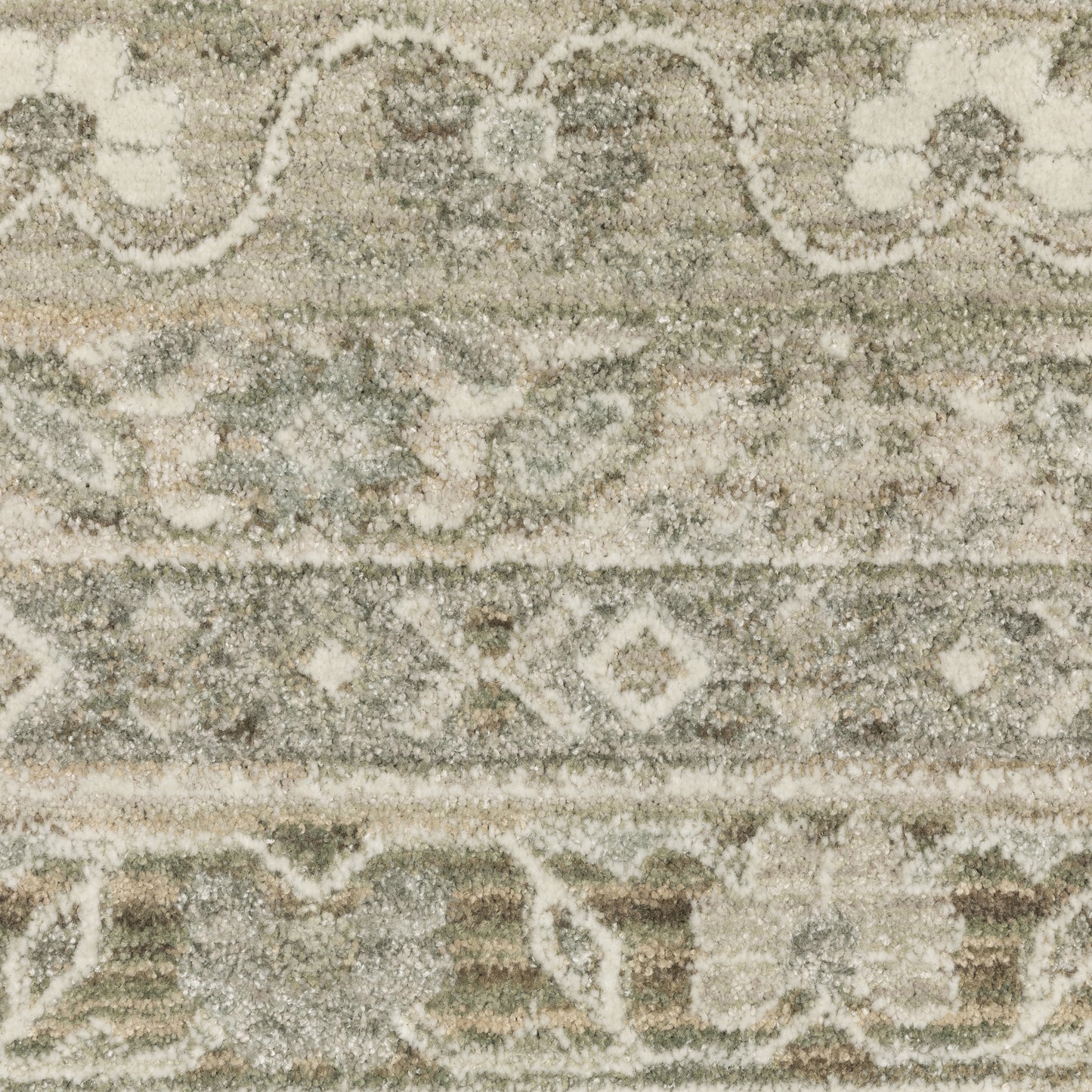 Keaton Medallion Beige/ Green Oriental Cut Pile Rug