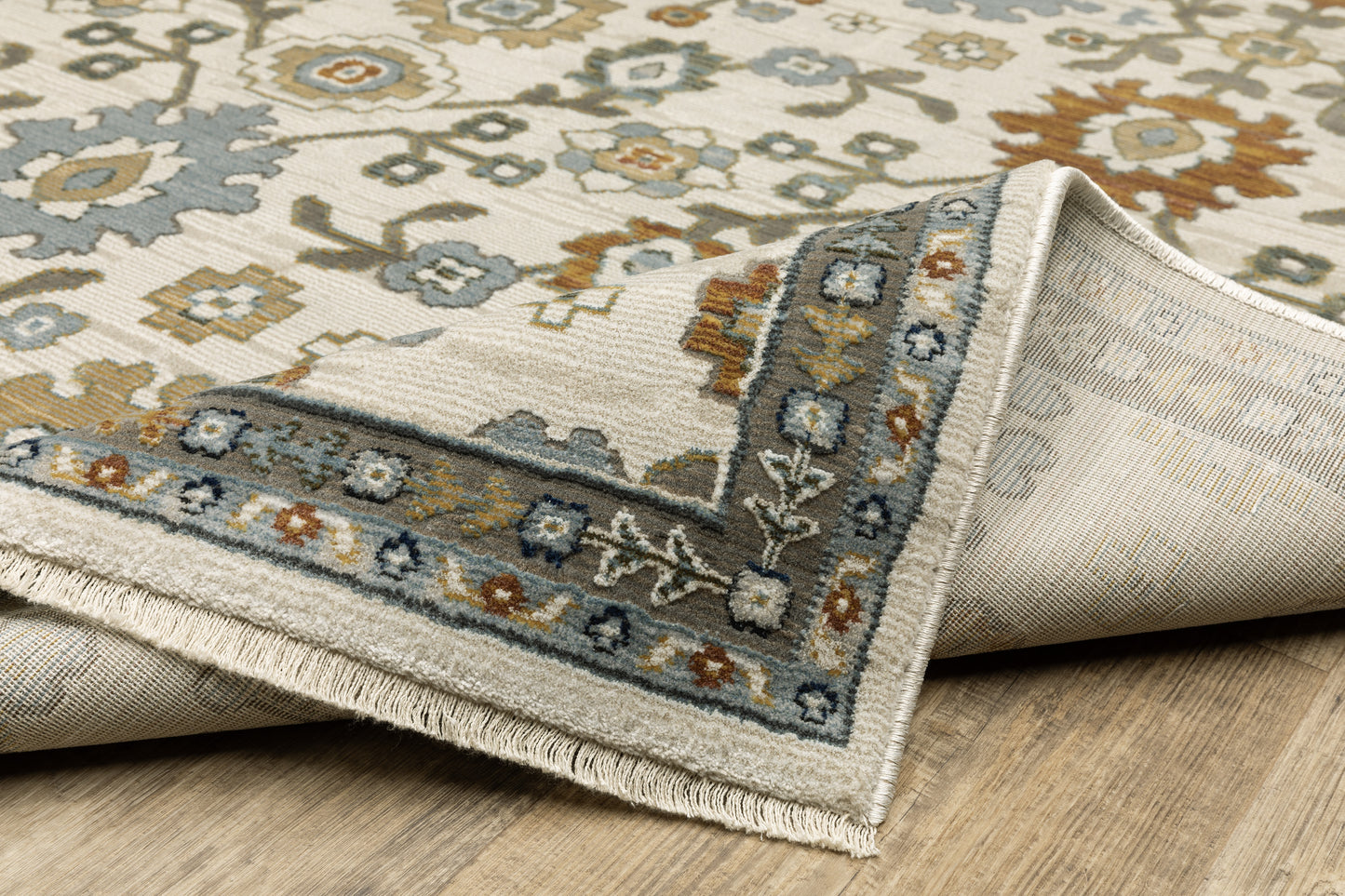 Keira Floral Ivory/ Multi Oriental Cut Pile Rug
