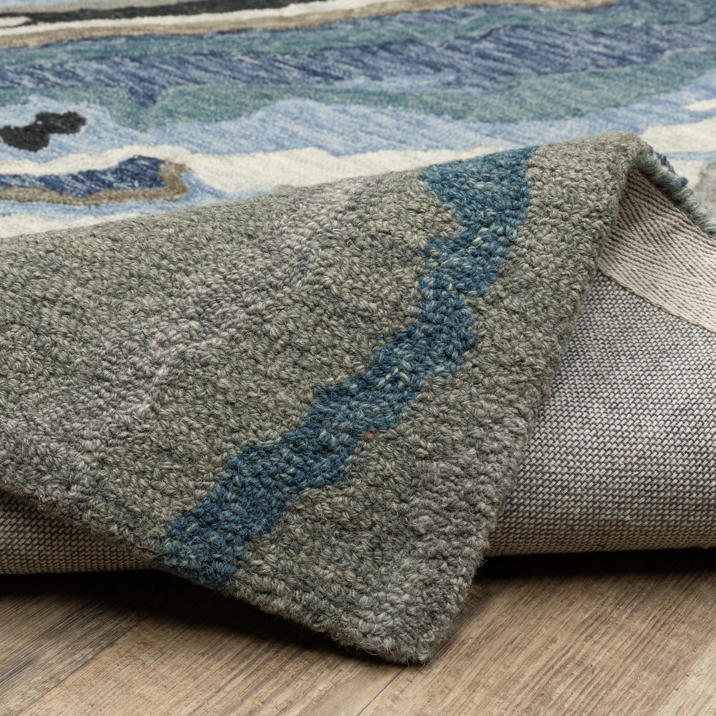 Kipton Abstract Blue/ Blue Mixed Pile Rug