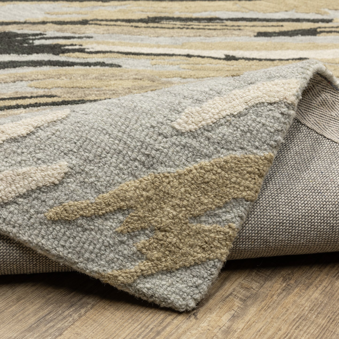 Kipton Abstract Grey/ Gold Mixed Pile Rug