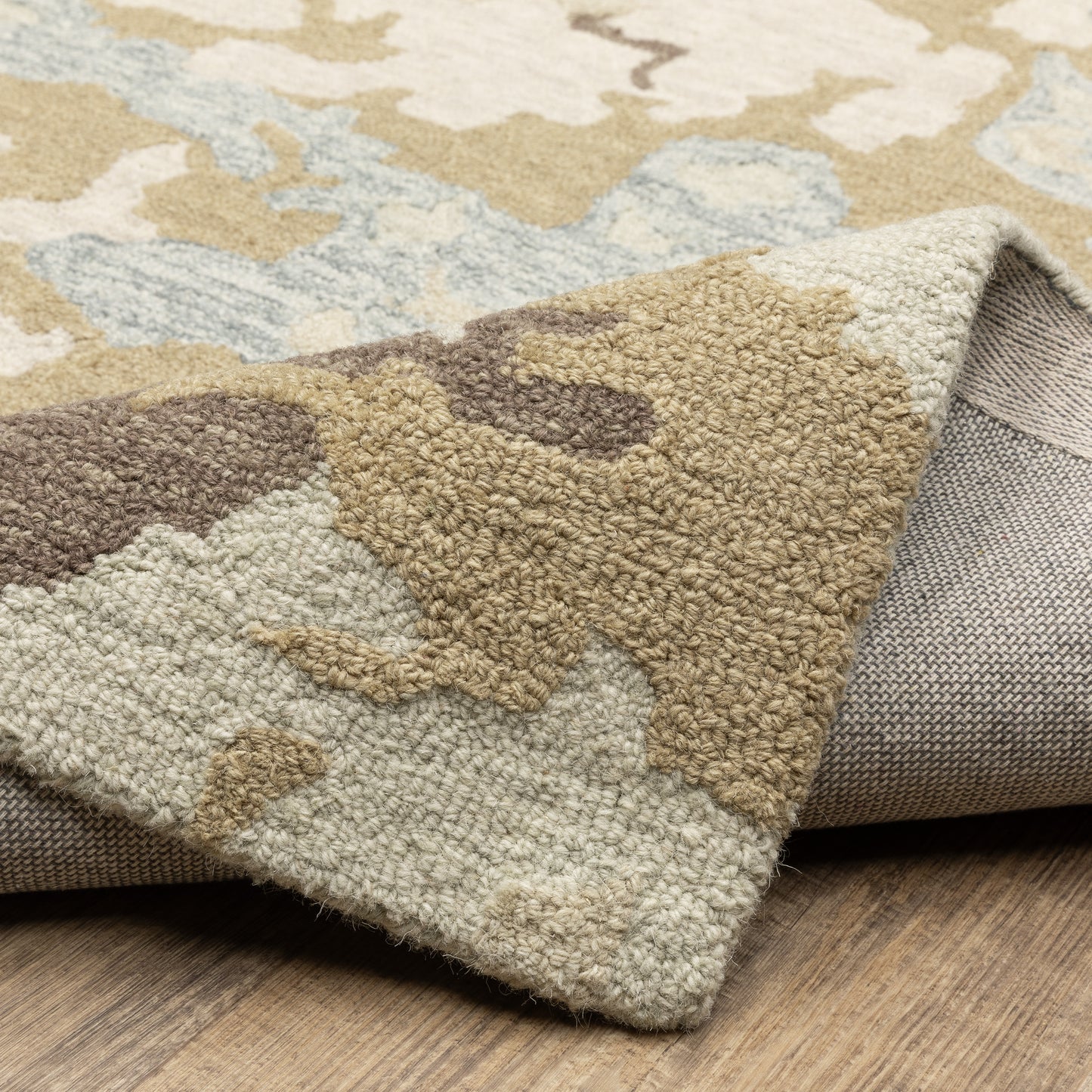 Kipton Abstract Beige/ Blue Mixed Pile Rug