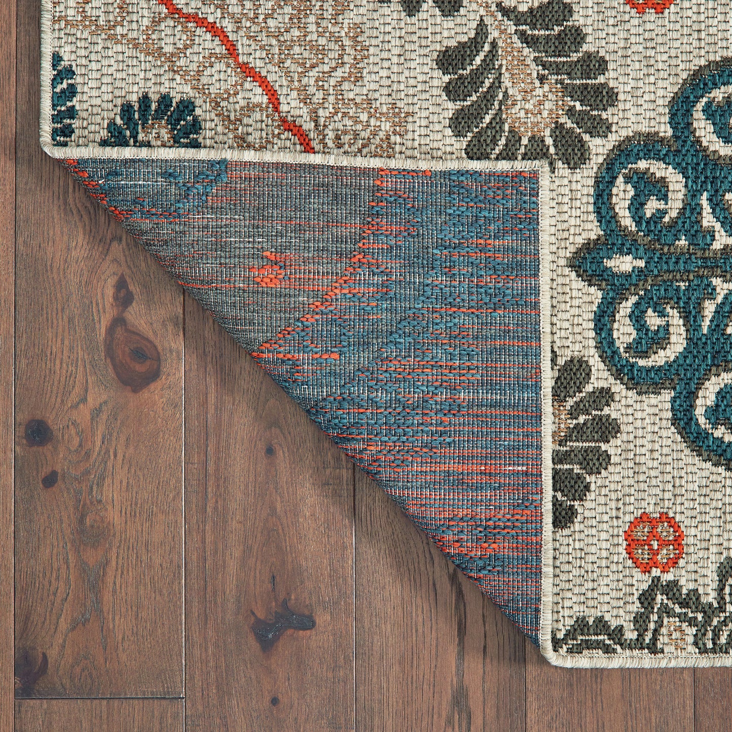 Latitude Outdoor Grey/ Blue Medallion Loop Pile Rug