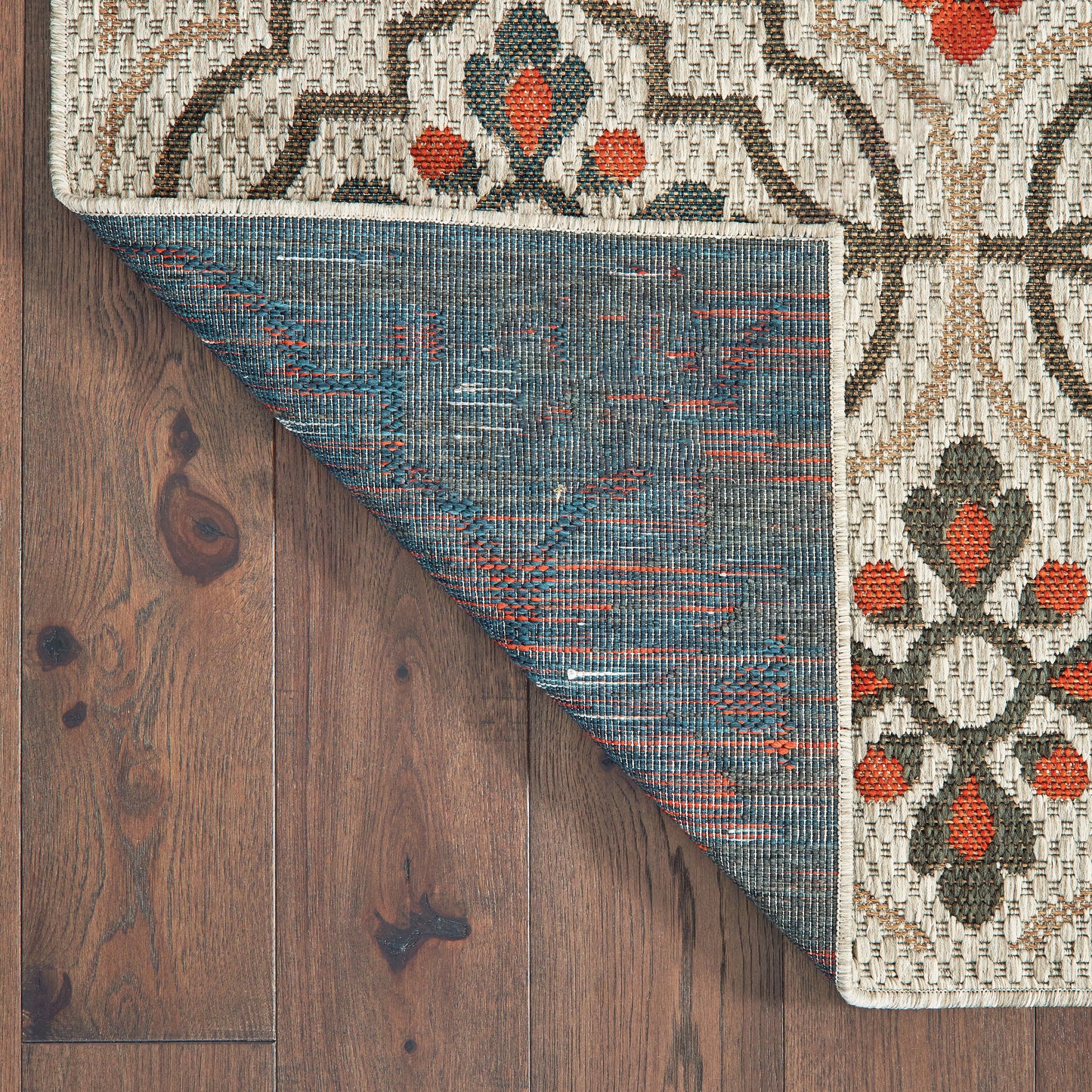 Latitude Outdoor Grey/ Orange Trefoil Loop Pile Rug