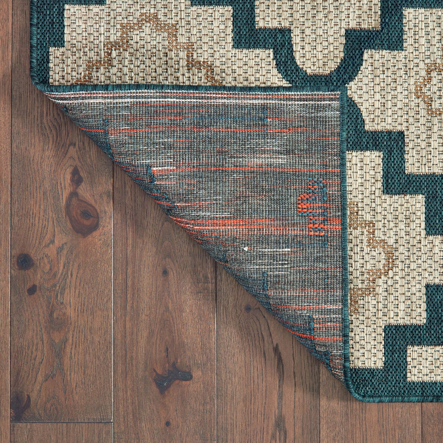 Latitude Outdoor Grey/ Blue Trefoil Loop Pile Rug