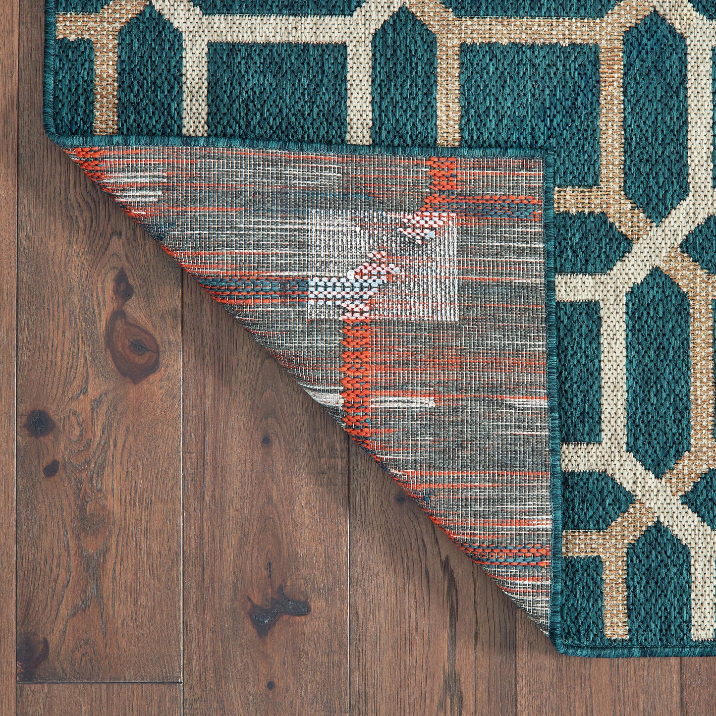 Latitude Outdoor Blue/ Grey Geometric Loop Pile Rug