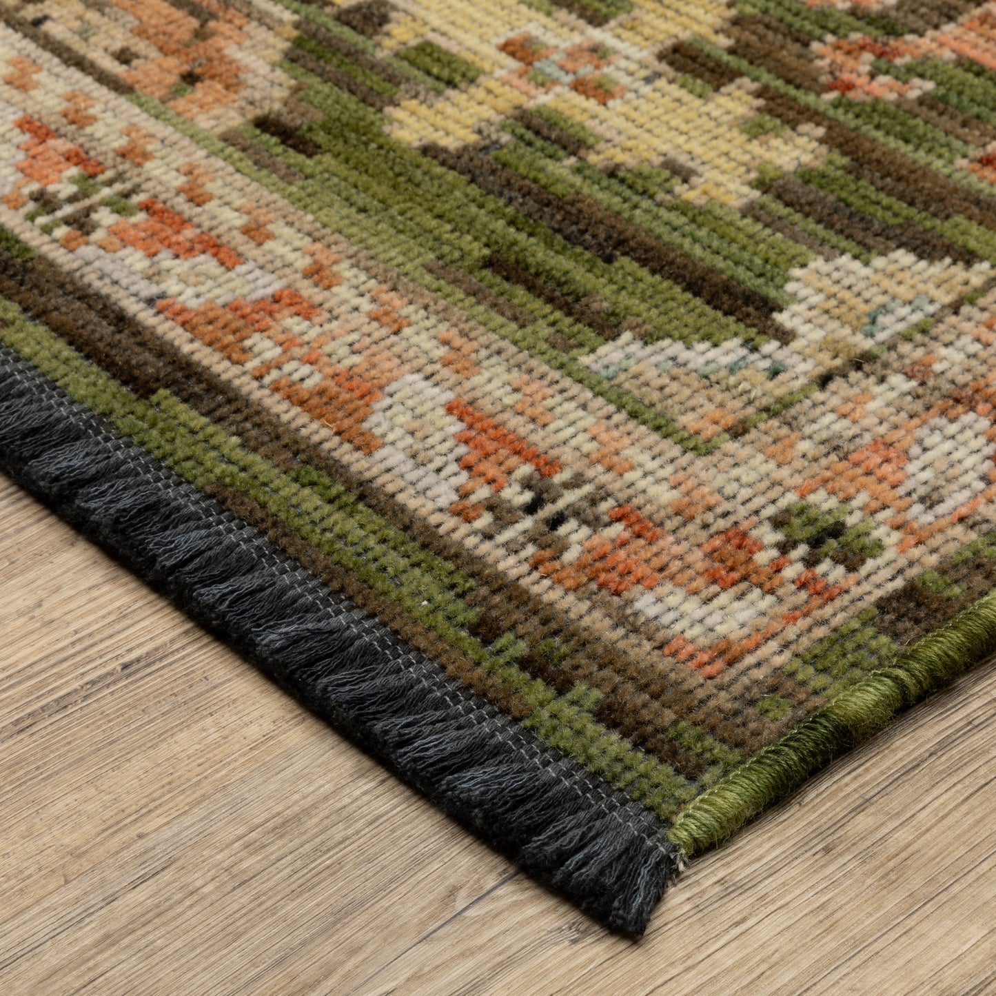 Legacy Medallion Green/ Rust Floral Loop Pile Rug