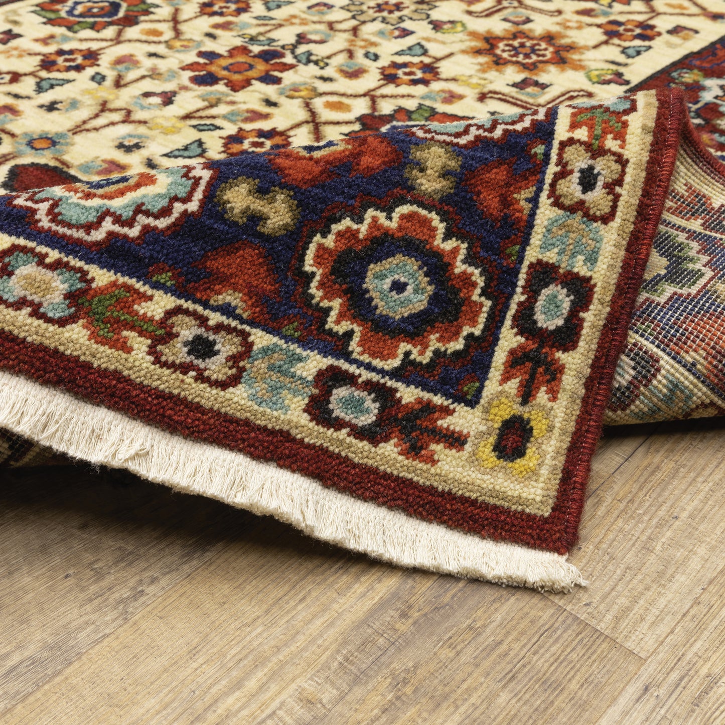 Lilihan Oriental Red/ Ivory Cut Pile Rug