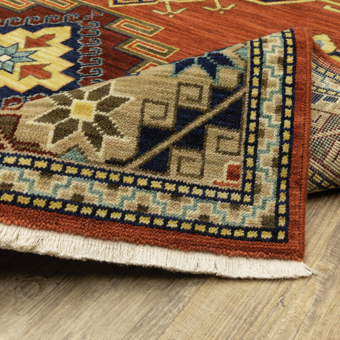 Lilihan Medallion Red/ Multi Oriental Cut Pile Rug