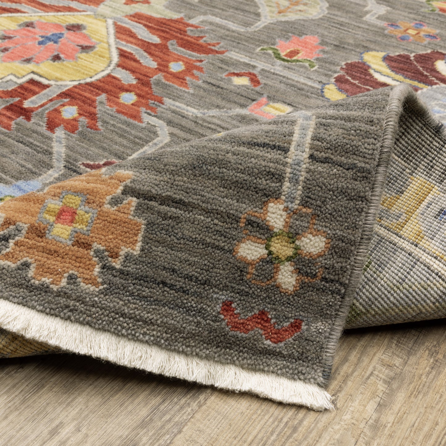 Lucca Oriental Grey/ Multi Cut Pile Rug