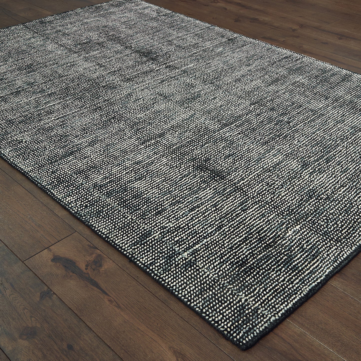 Lucent Solid Charcoal/ Black Mixed Pile Rug