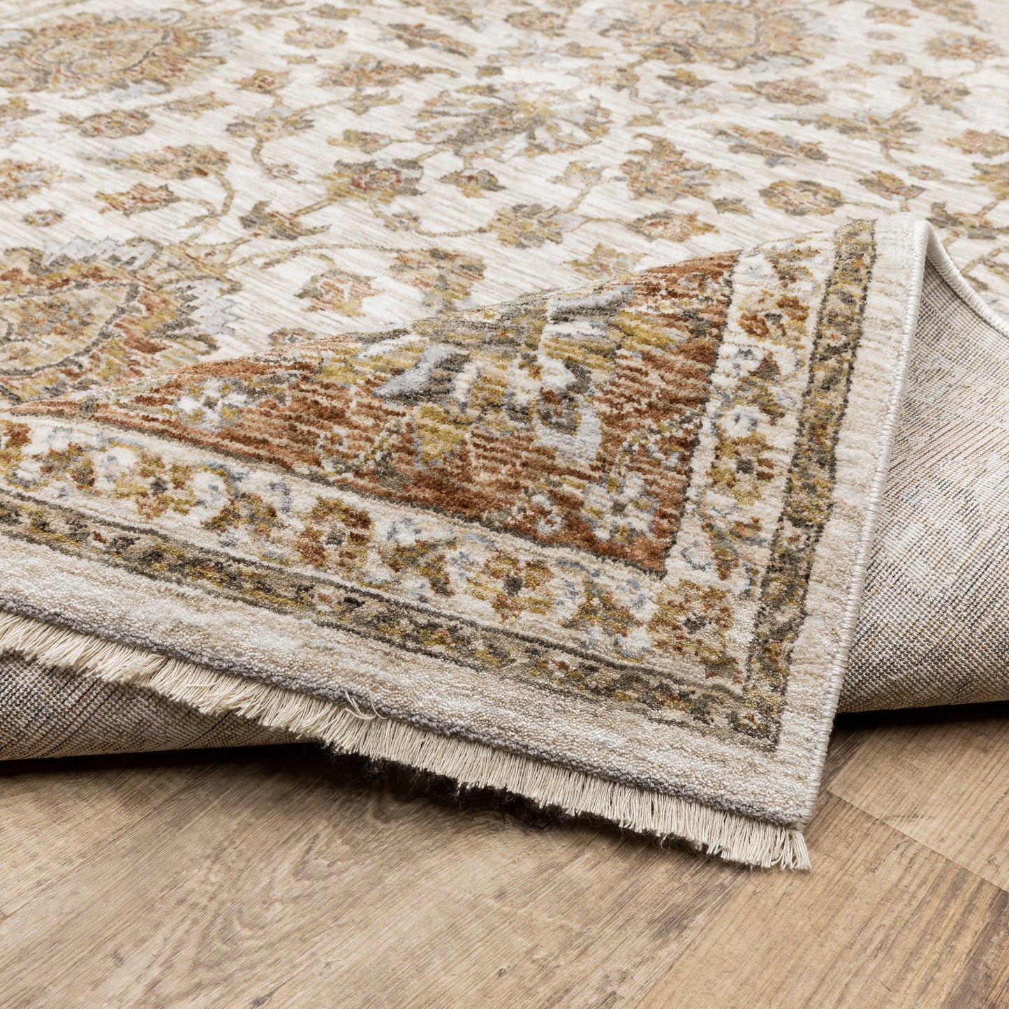 Maharaja Oriental Ivory/ Rust Cut Pile Rug