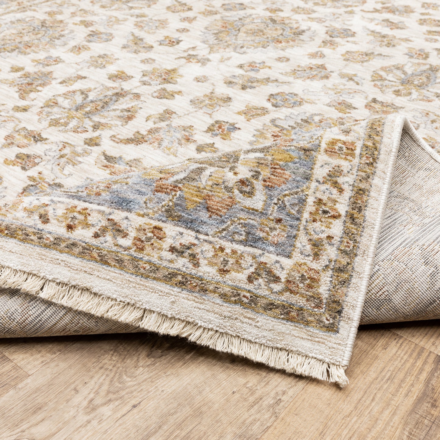 Maharaja Oriental Ivory/ Blue Cut Pile Rug