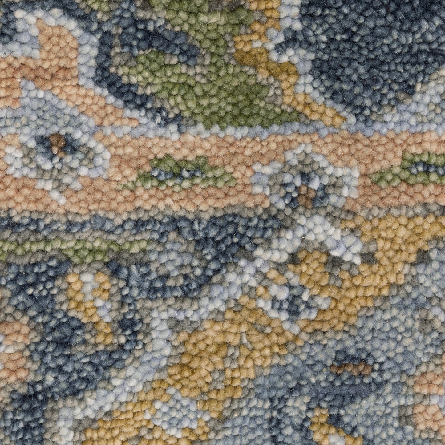 Majorca Floral Blue/ Green Loop Pile Rug