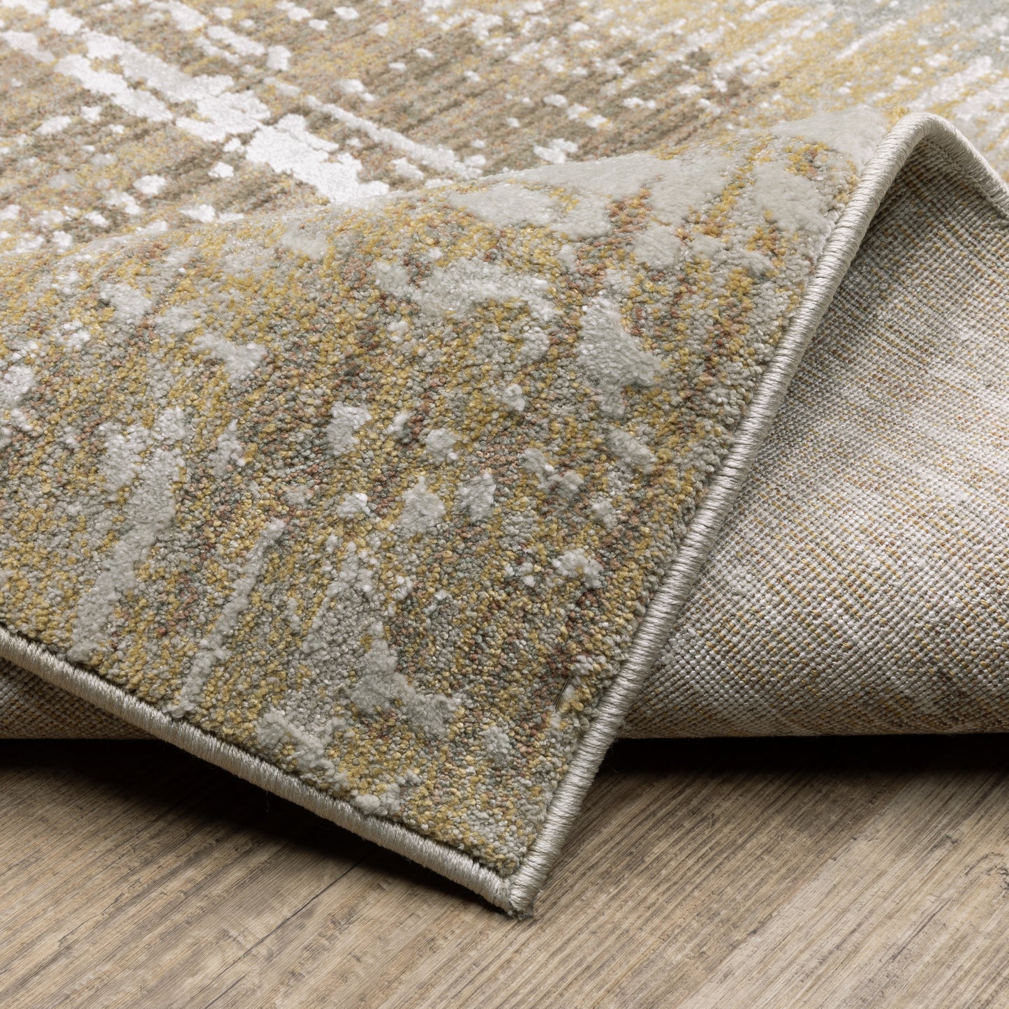 Mallory Stripe Gold/ Brown Distressed Cut Pile Rug
