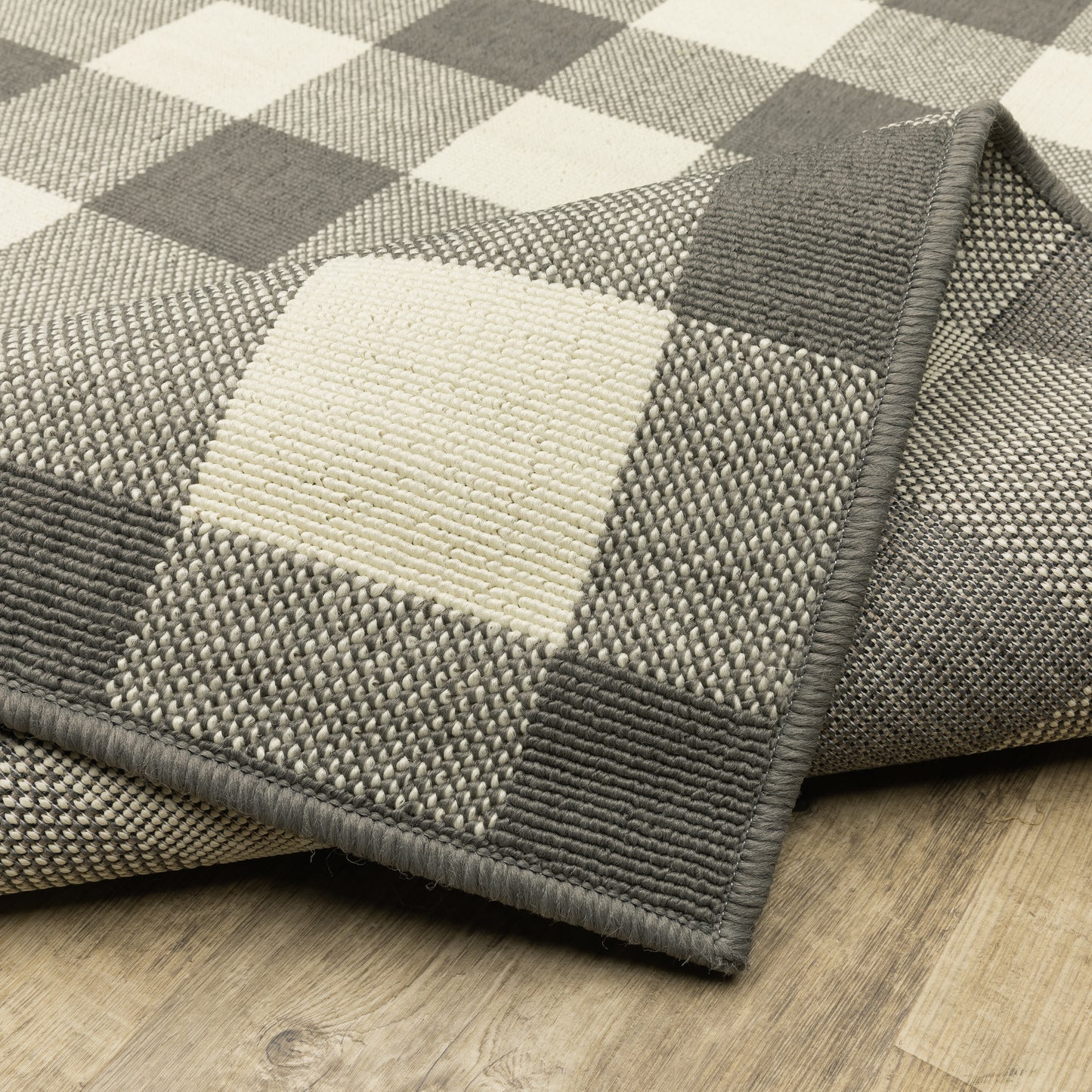 Marina Outdoor Grey/ Ivory Geometric Loop Pile Rug