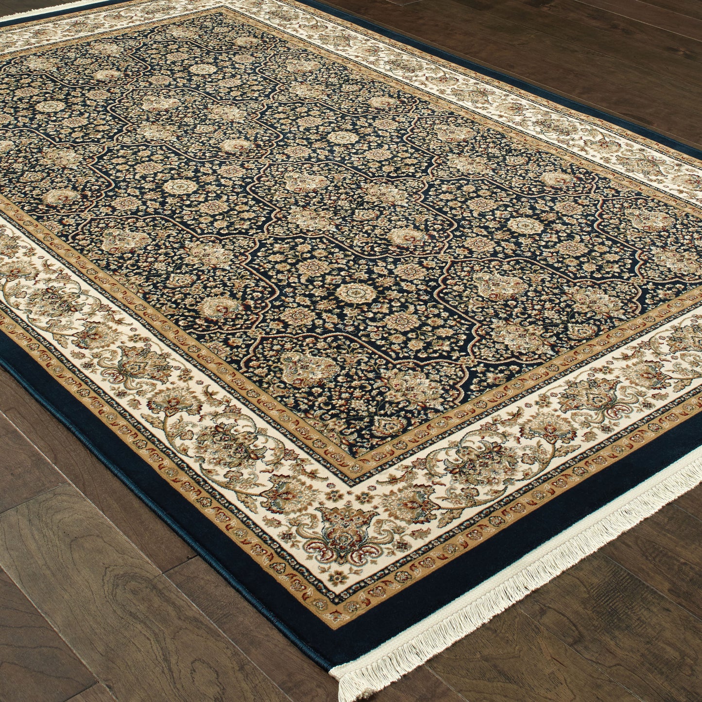 Masterpiece Oriental Navy/ Ivory Cut Pile Rug