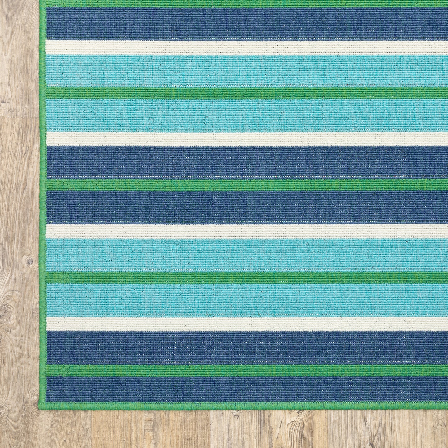 Meridian Outdoor Blue/ Green Stripe Loop Pile Rug