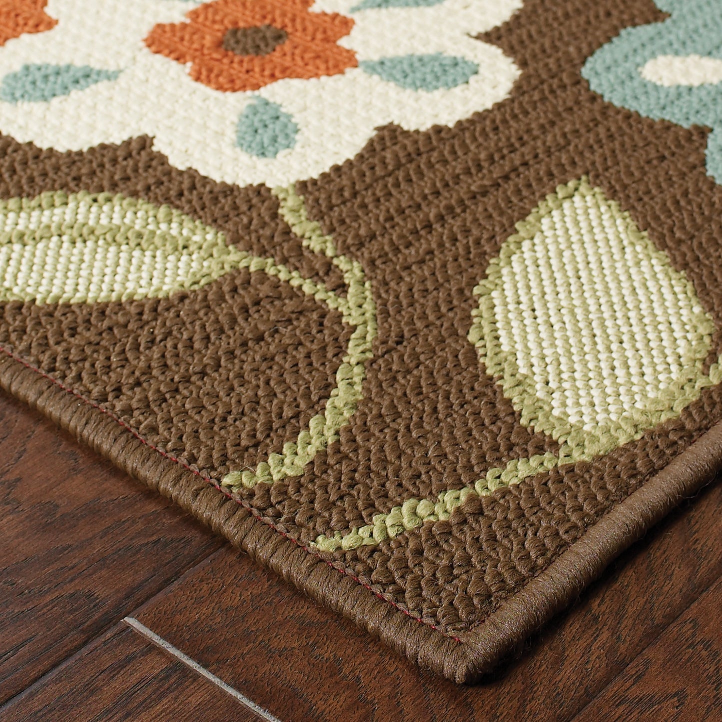 Montego Floral Brown/ Ivory Abstract Loop Pile Rug