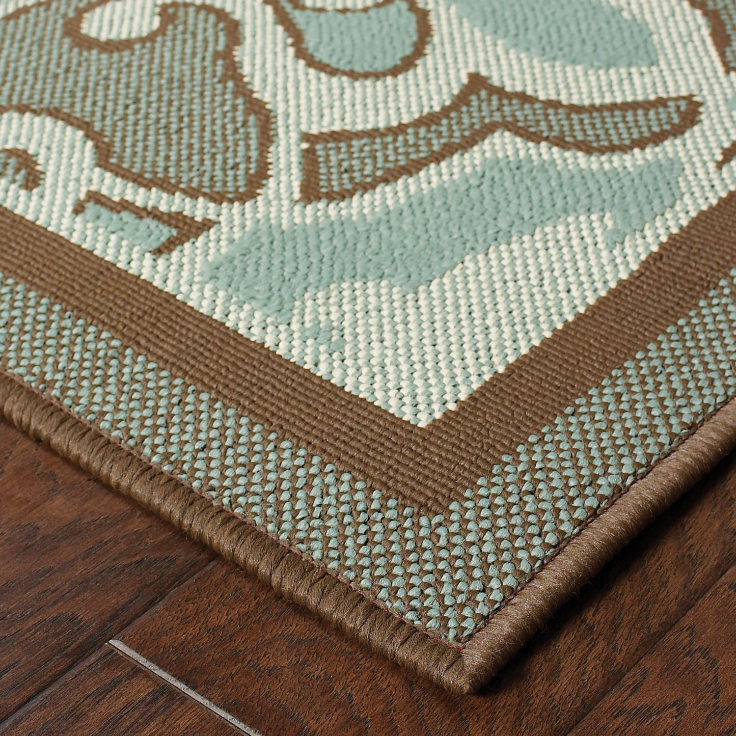 Montego Oriental Blue/ Brown Abstract Loop Pile Rug